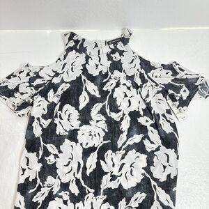 INC International Concept Peek A Boo Shoulder Black & White Bell Sleeve XL New